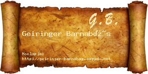 Geiringer Barnabás névjegykártya